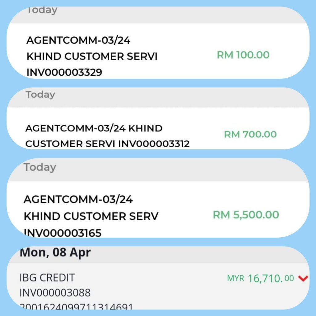 Contoh income ejen Khind
