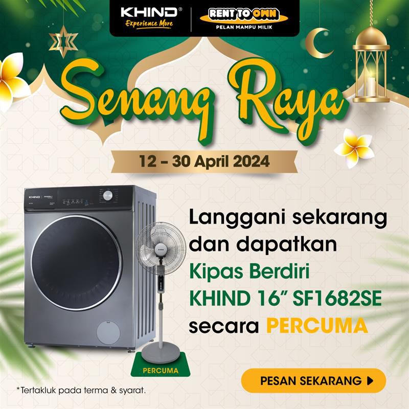 Langgan Khind Washer Dryer 2in1 Dapat Percuma Kipas Berdiri Khind 16 Inci