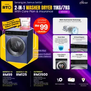 Khind Washer Dryer 2 In 1 (WD1468)
